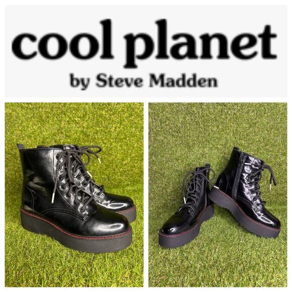 Steve Madden Cool Planet Kreed Patent Leather‎ Platform Zipper Boot 8.5 - Picture 1 of 16